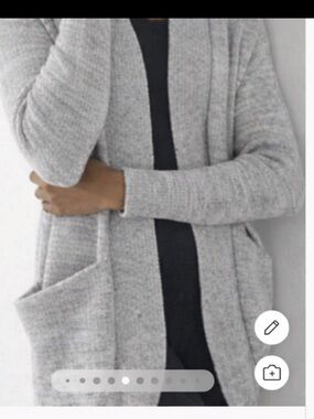 Soma -WKND Marshmallow Knit Cardigan Light Gray Glass/White Cozy Loungewear M